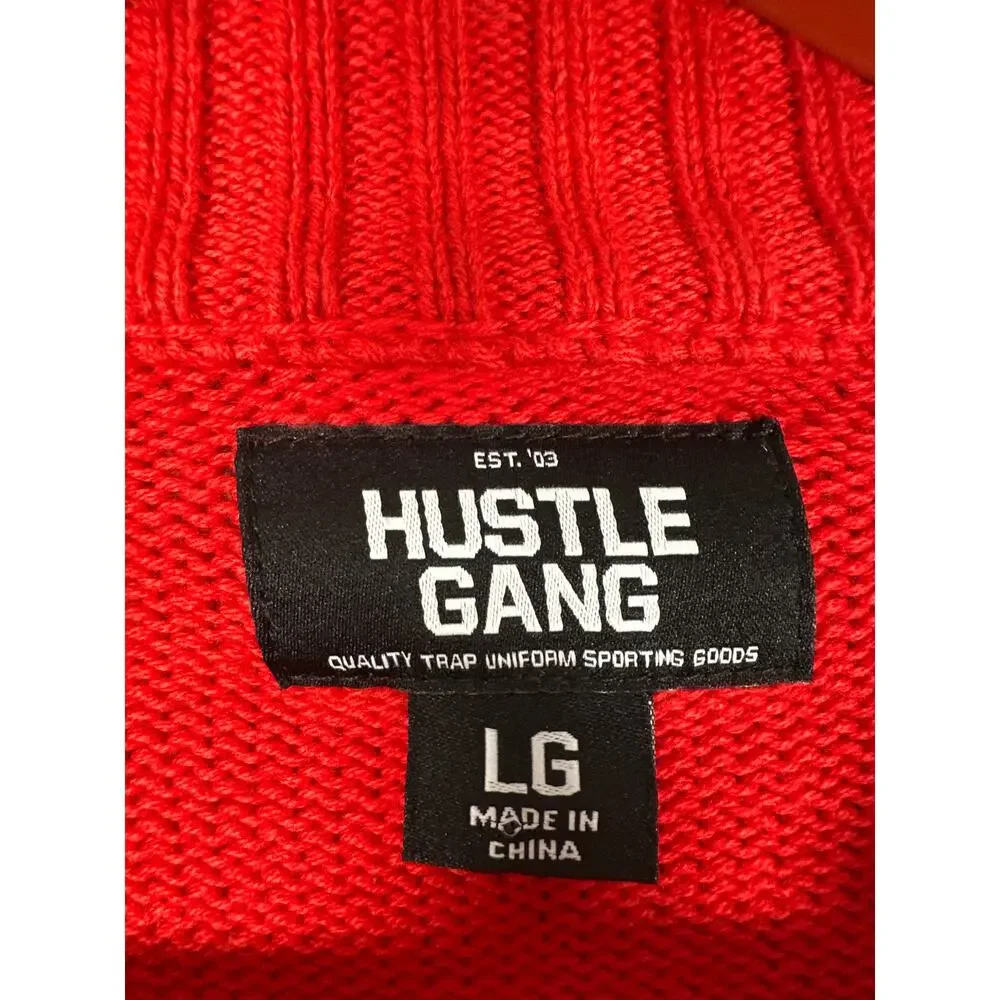 Hustle Gang Sweater Mens Size Large Varsity Embroidered Crewneck